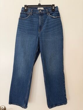 Abercrombie & Fitch 90s Straight High Rise Curve Love Jeans in Deep Blue Size 30